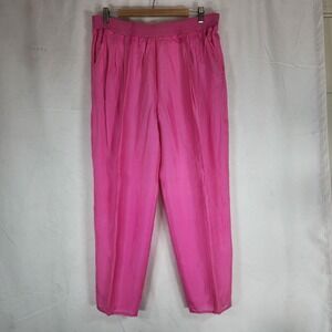 Vintage Jantzen Sport 100% Silk Large Pants Women's Straight Leg Hot Pink Color
